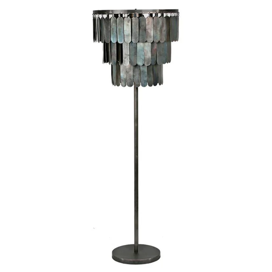 Amber vloerlamp 150 cm hoog met metalen lamellen