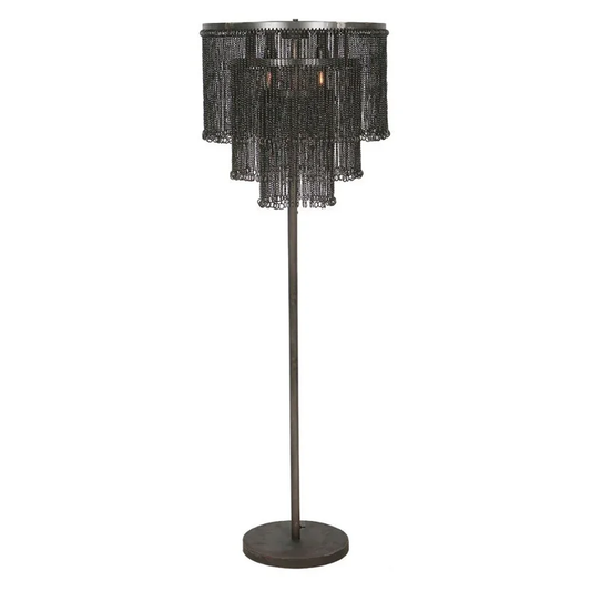 Zwarte kettinkjes vloerlamp Belle Ø 50 x 150 cm