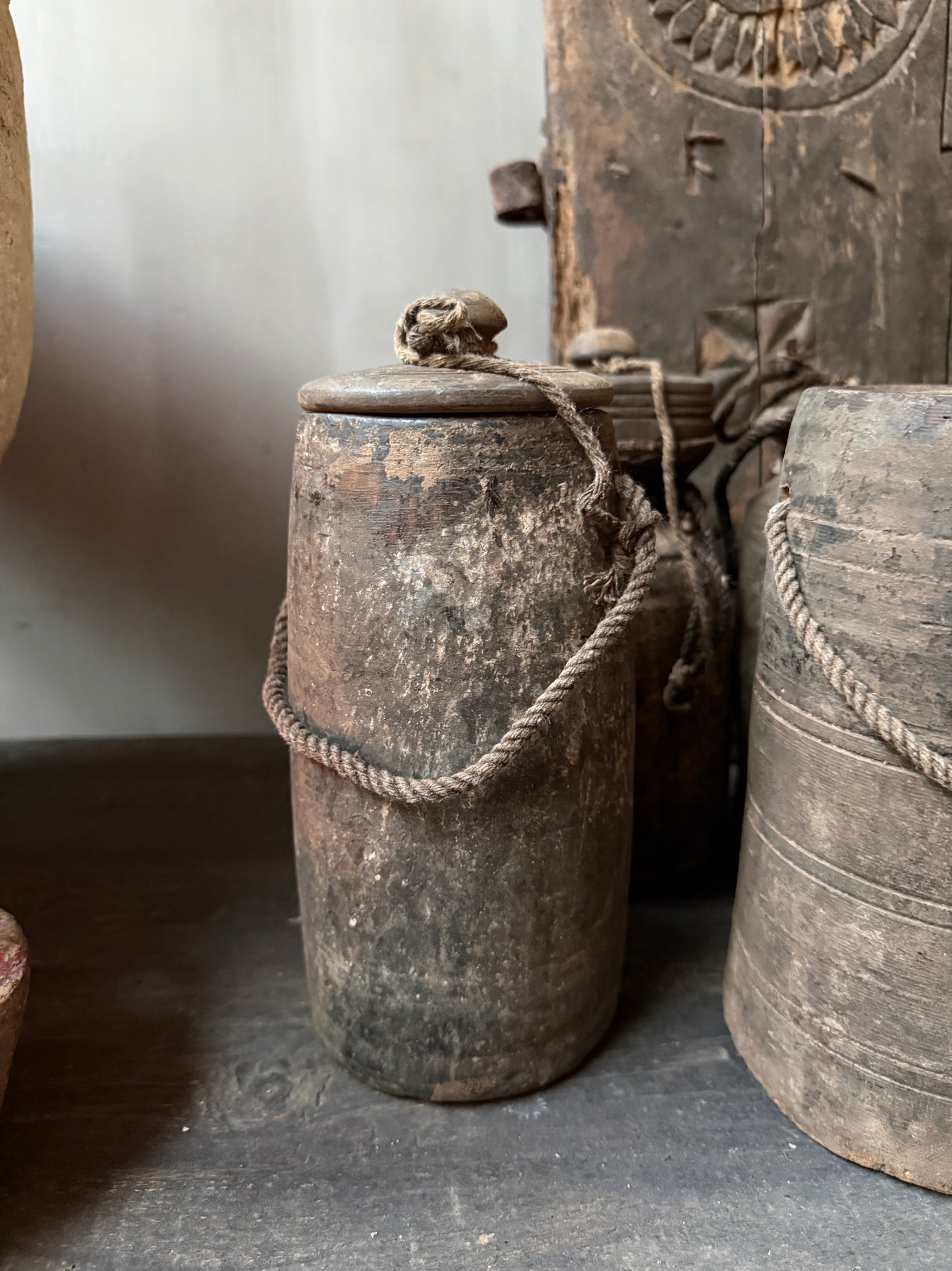 Old Nepalese jar with lid