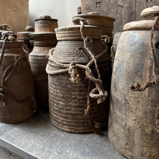 Houten kruikje met deksel