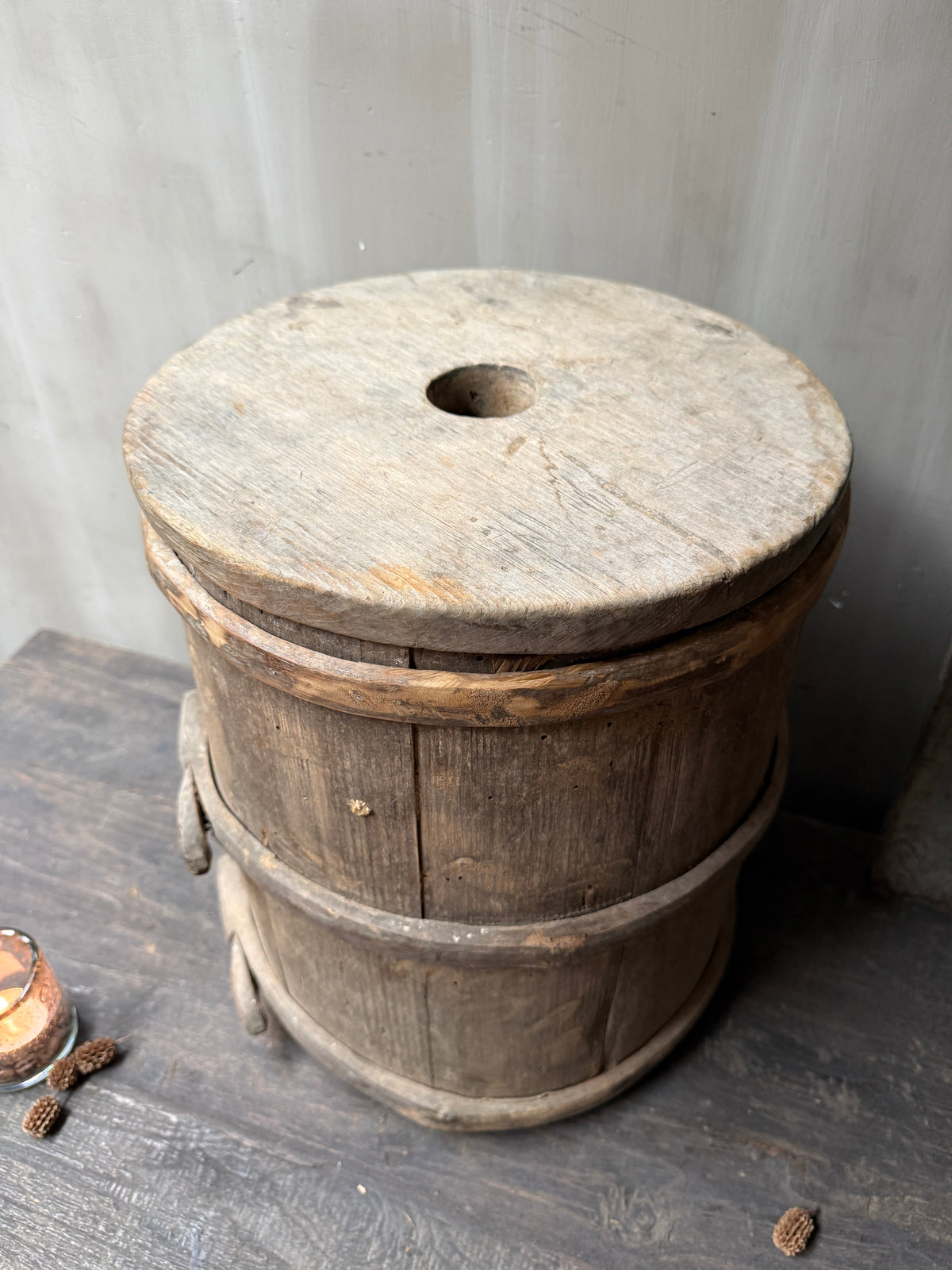 Authentieke oude houten karnton / boterkarn 2