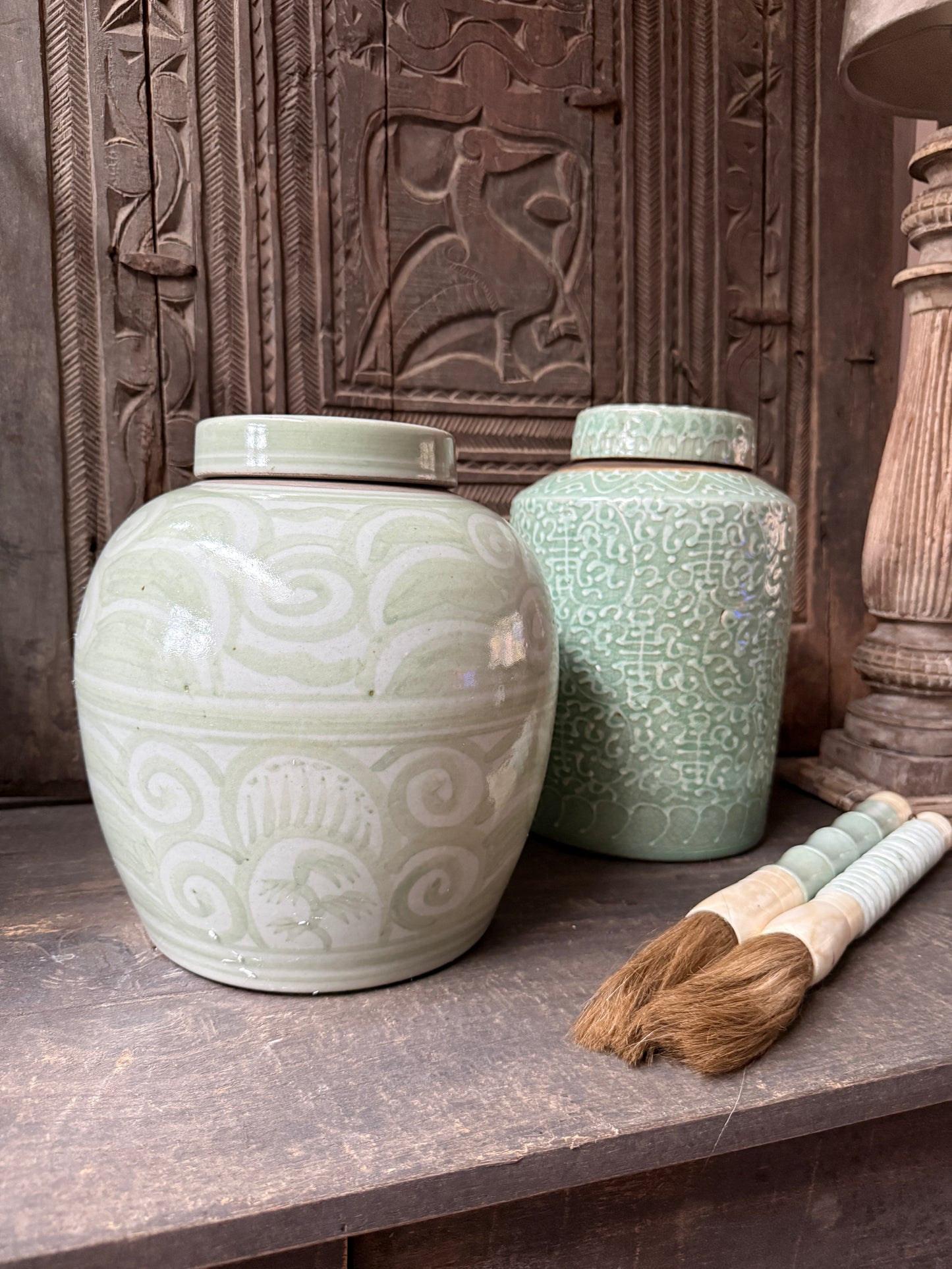 Antique Chinese ginger jar with lid