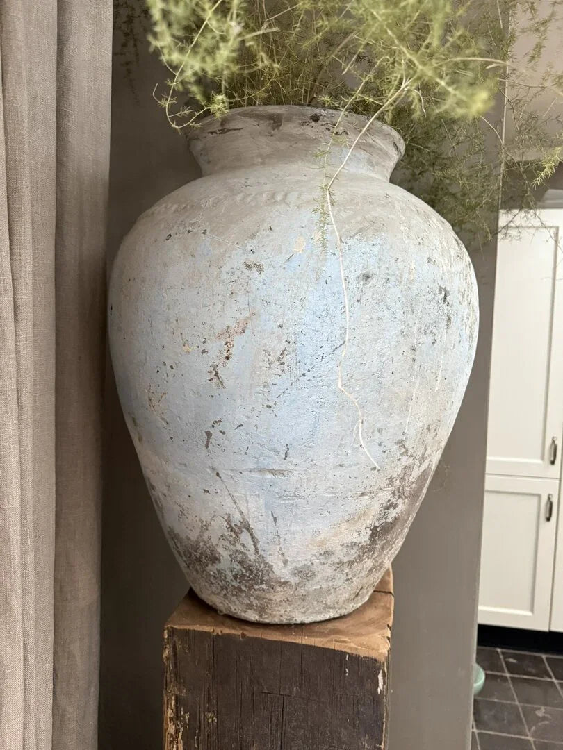 Luxe Indiase stenen kruik / pot blauw - My Sober Home