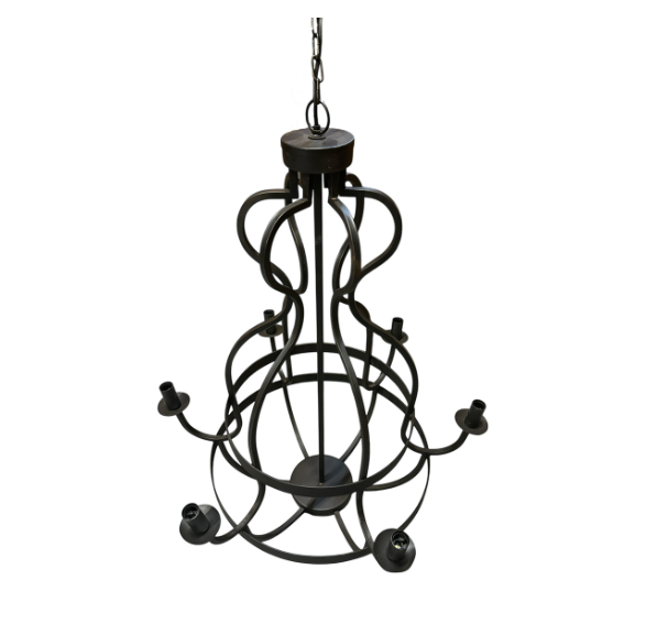 Kroonluchter zwart 6 arm