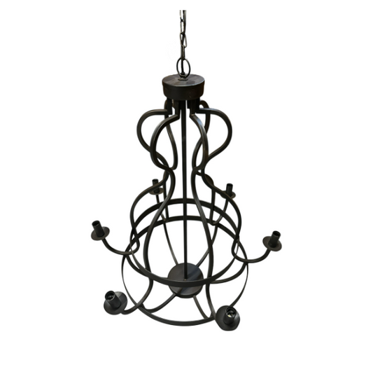 Kroonluchter zwart 6 arm