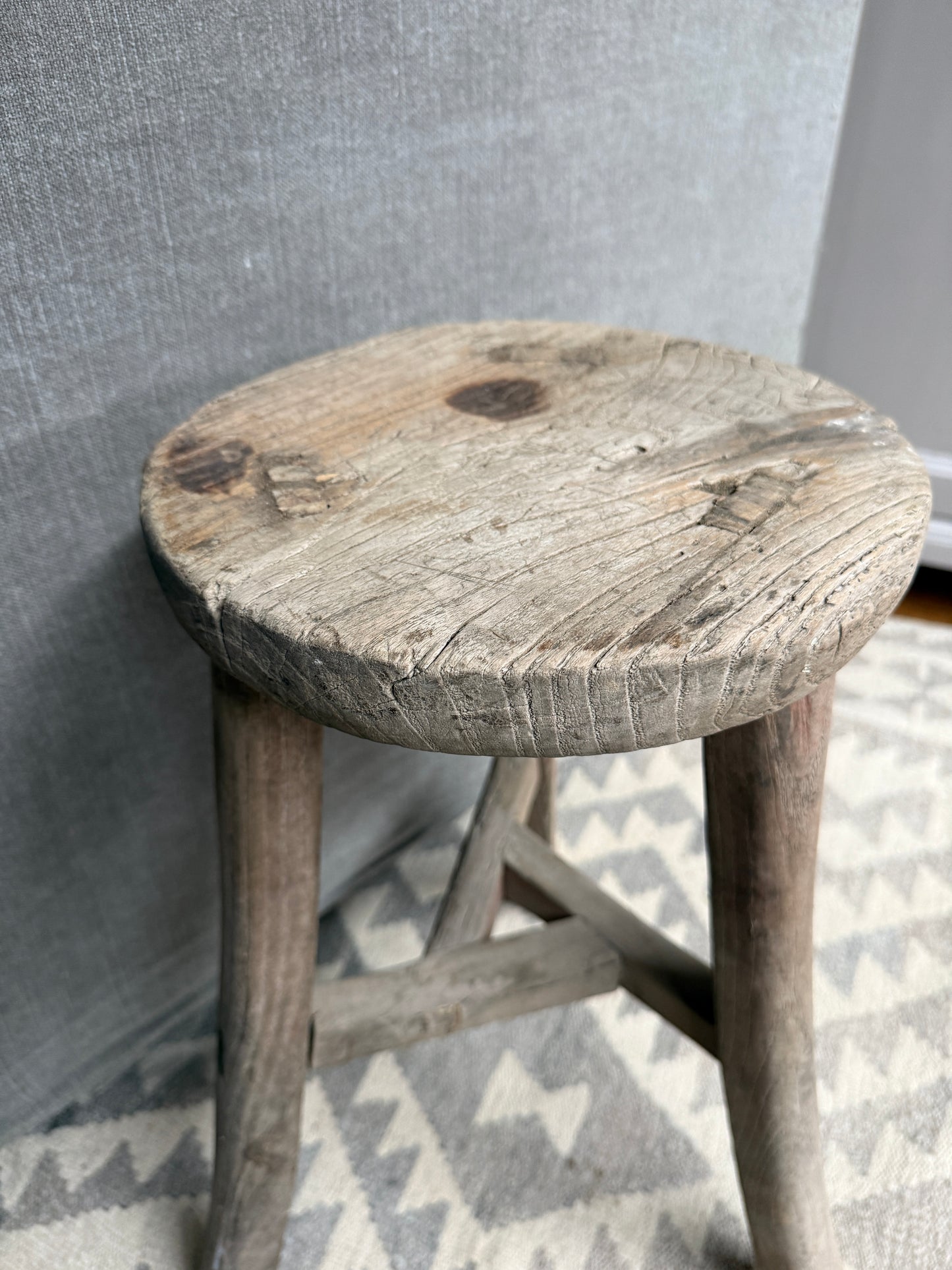 Old wooden round Chinese stool