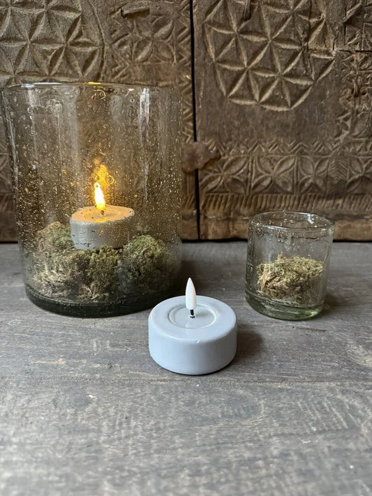 Waxinelichtje wax LED grijs Jumbo (2 stuks) - My Sober Home