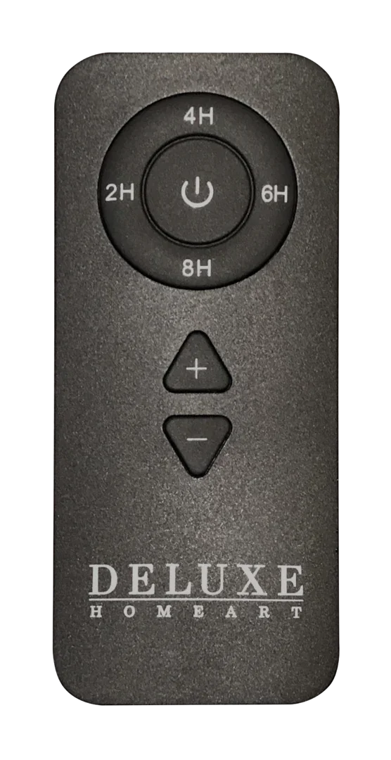 Zwarte afstandsbediening Deluxe Homeart met timer en volumeknoppen, sober woonaccessoire