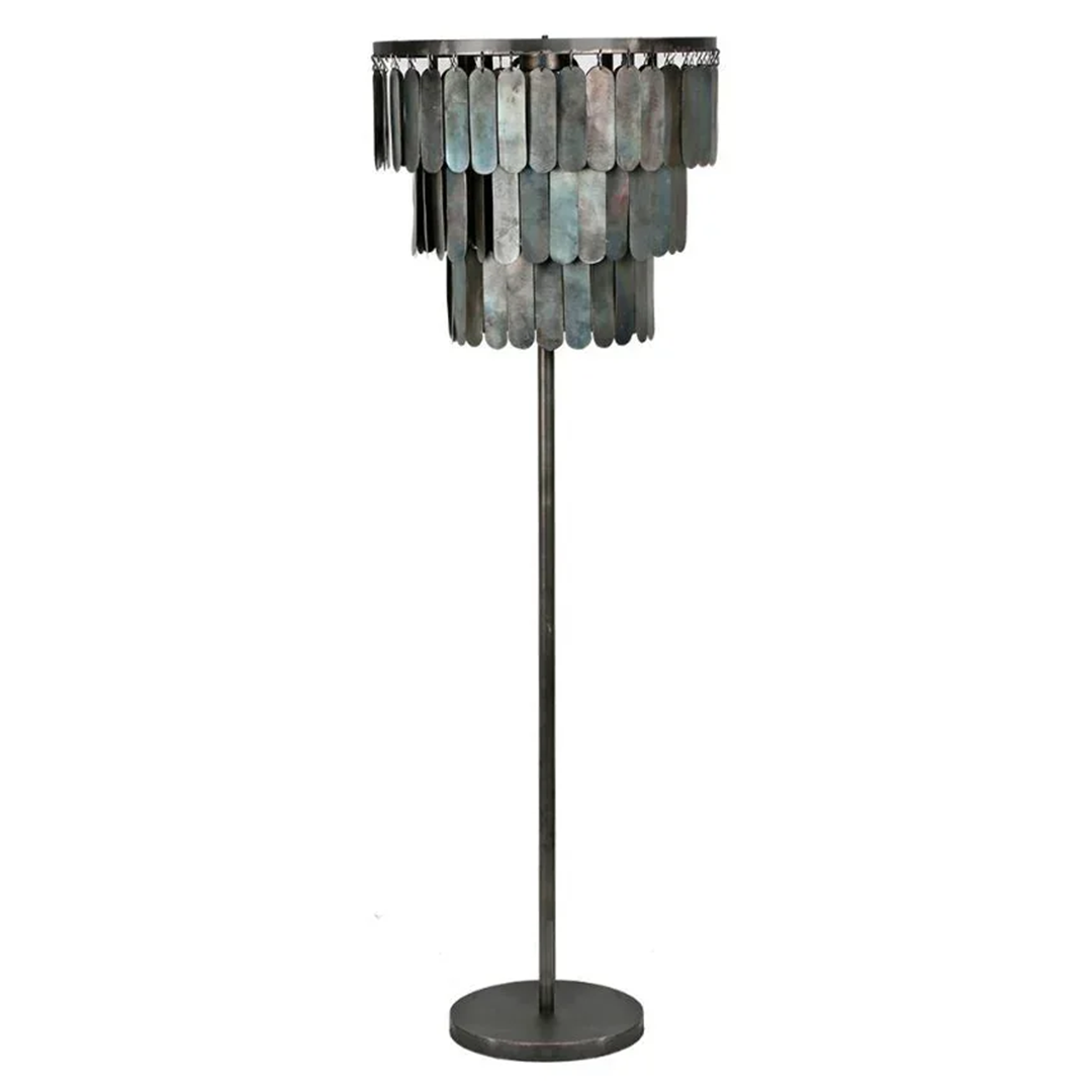 Stehlampe, Metallscheiben, Bernstein