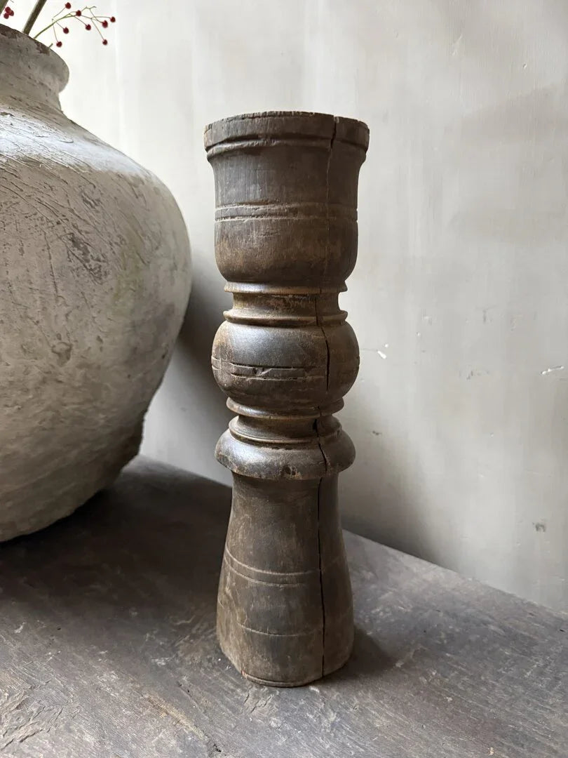 Authentieke houten baluster, handgemaakt, landelijke woonaccessoire, sober interieur decoratie