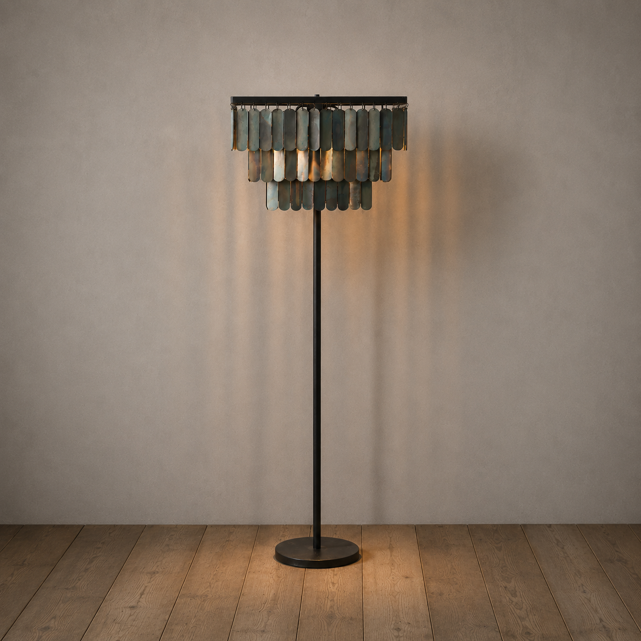 Floor lamp metal slats square Lara