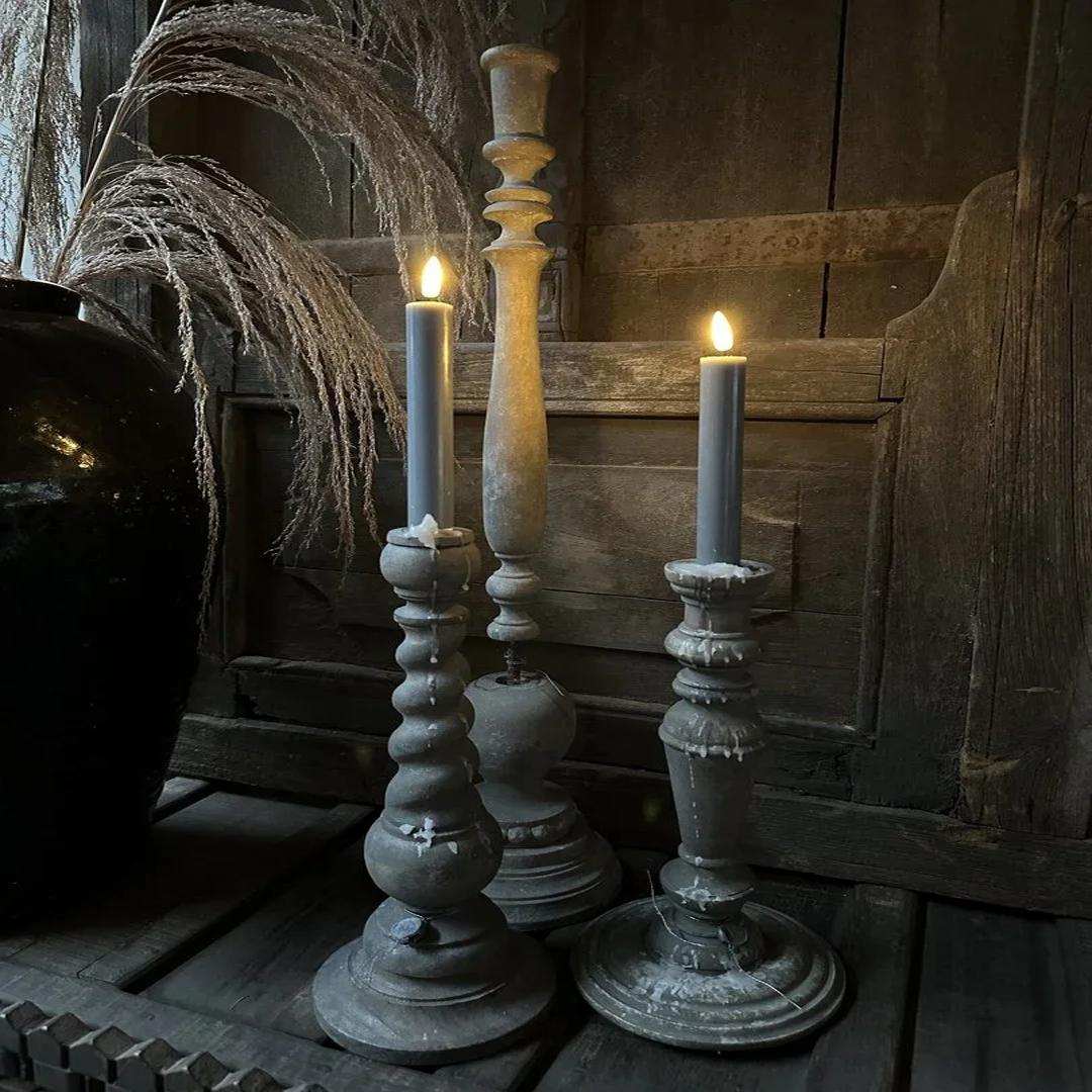 Dinner Candle Wax LED Gray 15 cm (2 pieces)