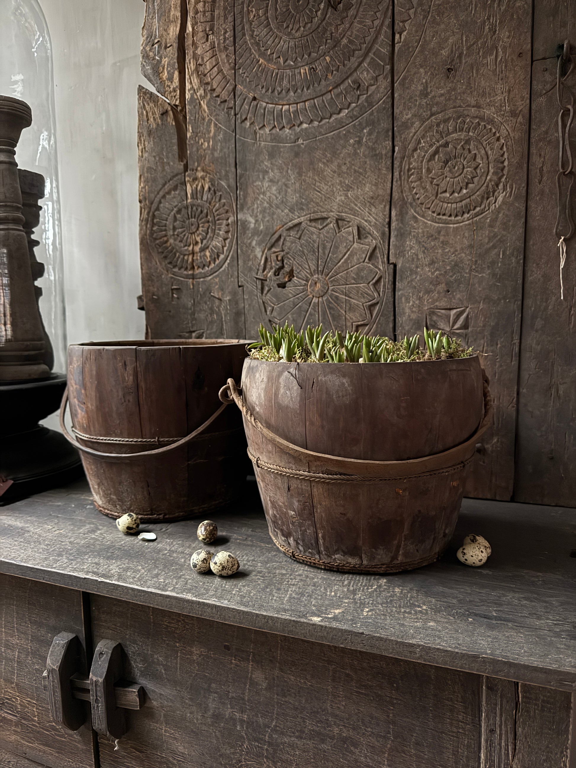 Metalen Emmer-plantenpot Zilver Met Houten Handvat 14 Liter D24 X H25 Cm Ijzeren Emmer Teil Metalen Emmer-plantenpot Zilver Met Houten Handvat 14 Liter D24 X H25 Cm Ijzeren Emmer Teil