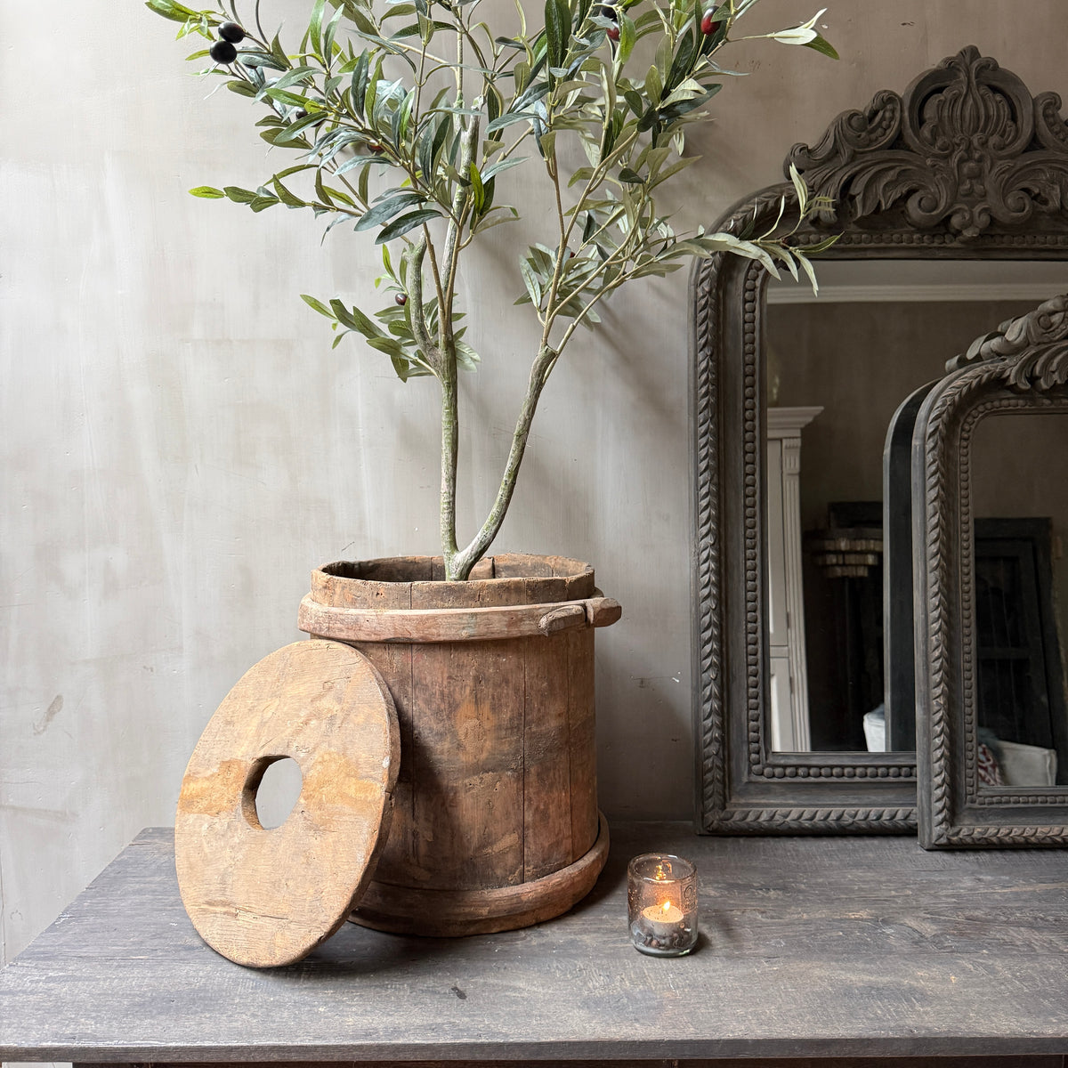 Authentieke oude houten karnton / boterkarn 4