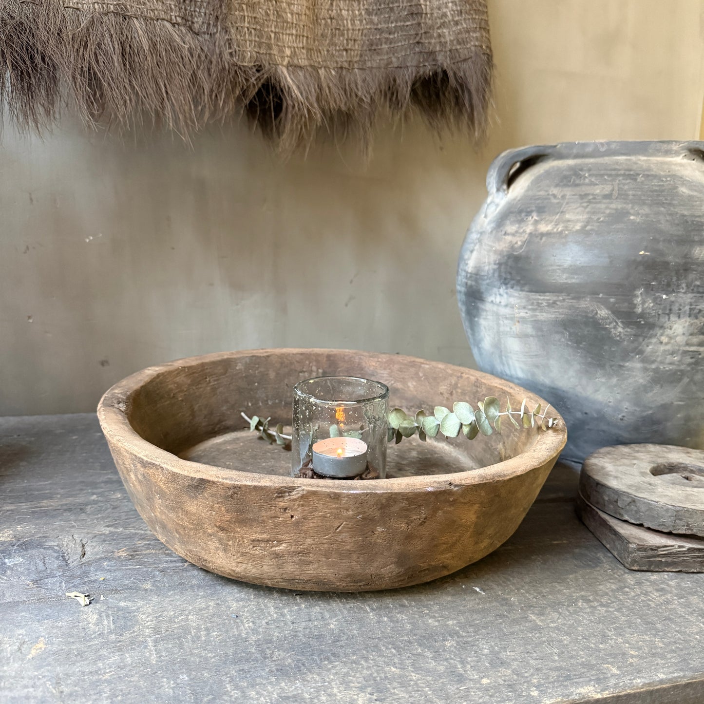 Old wooden bowl L
