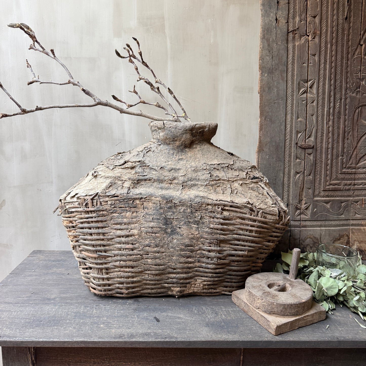 Antique clay basket xl