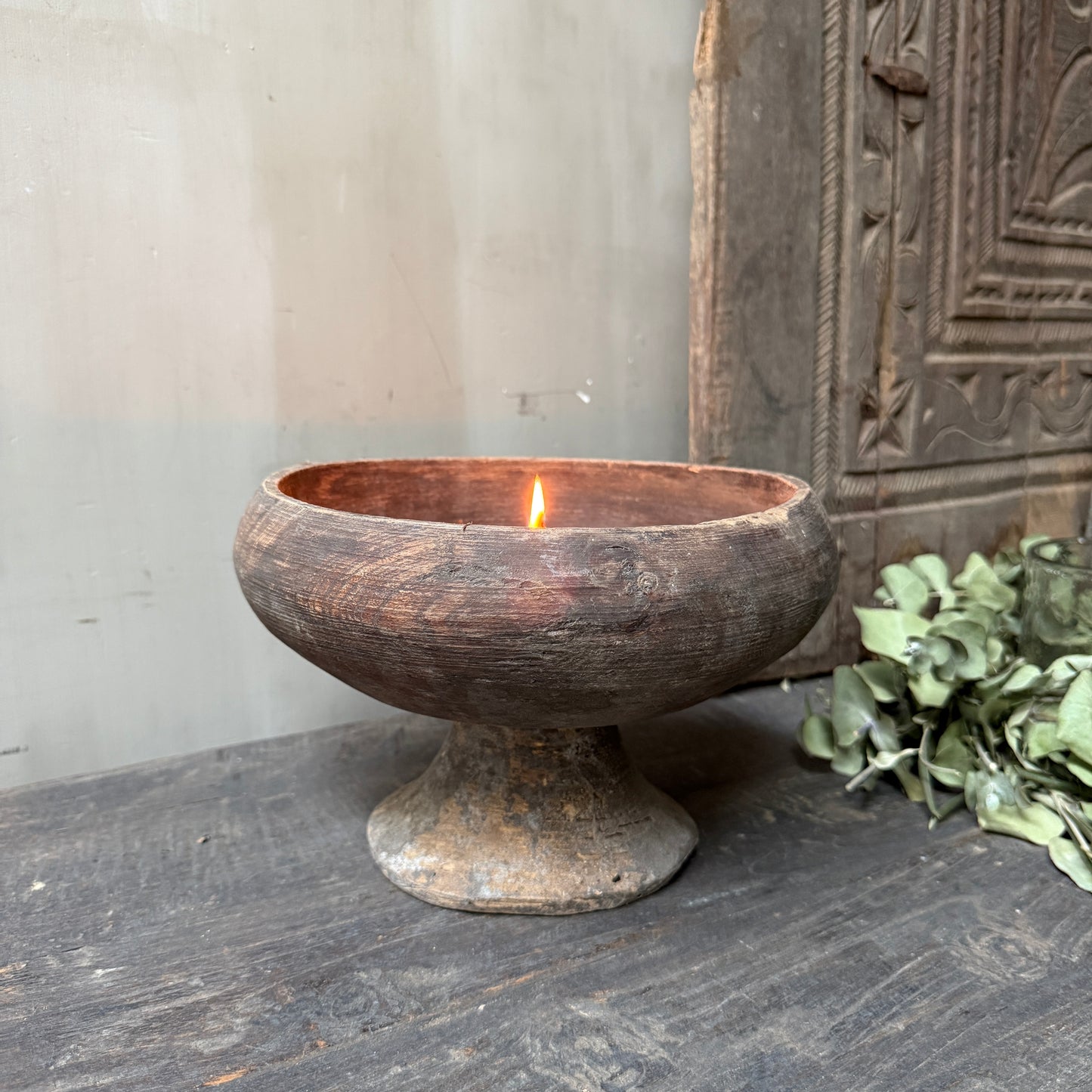 Houten bowl op voet