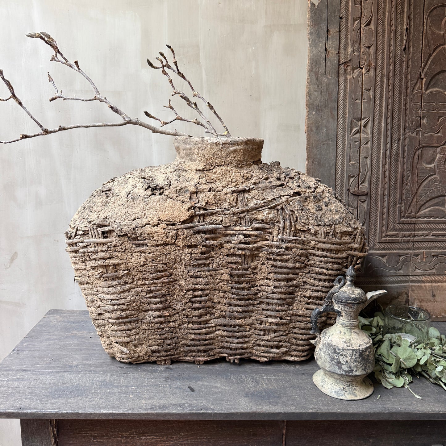 Antique clay basket xl