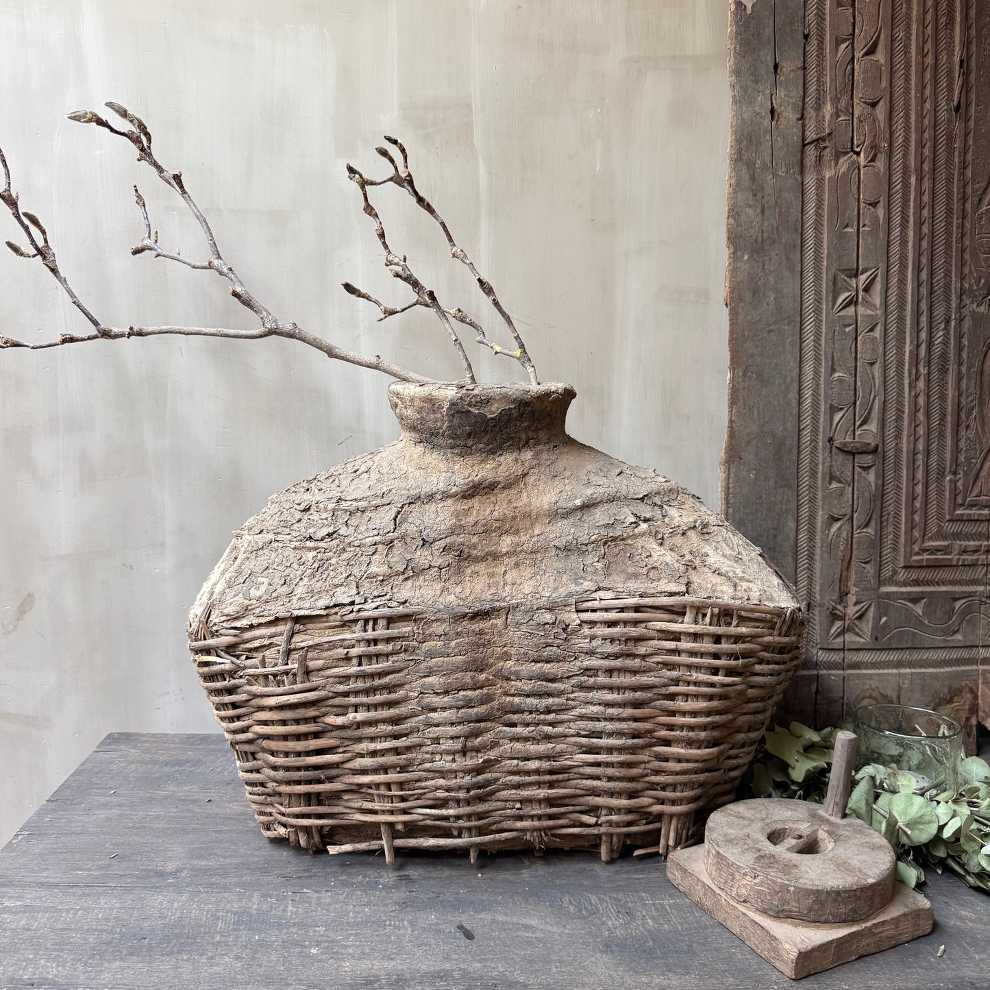 Antique clay basket xl