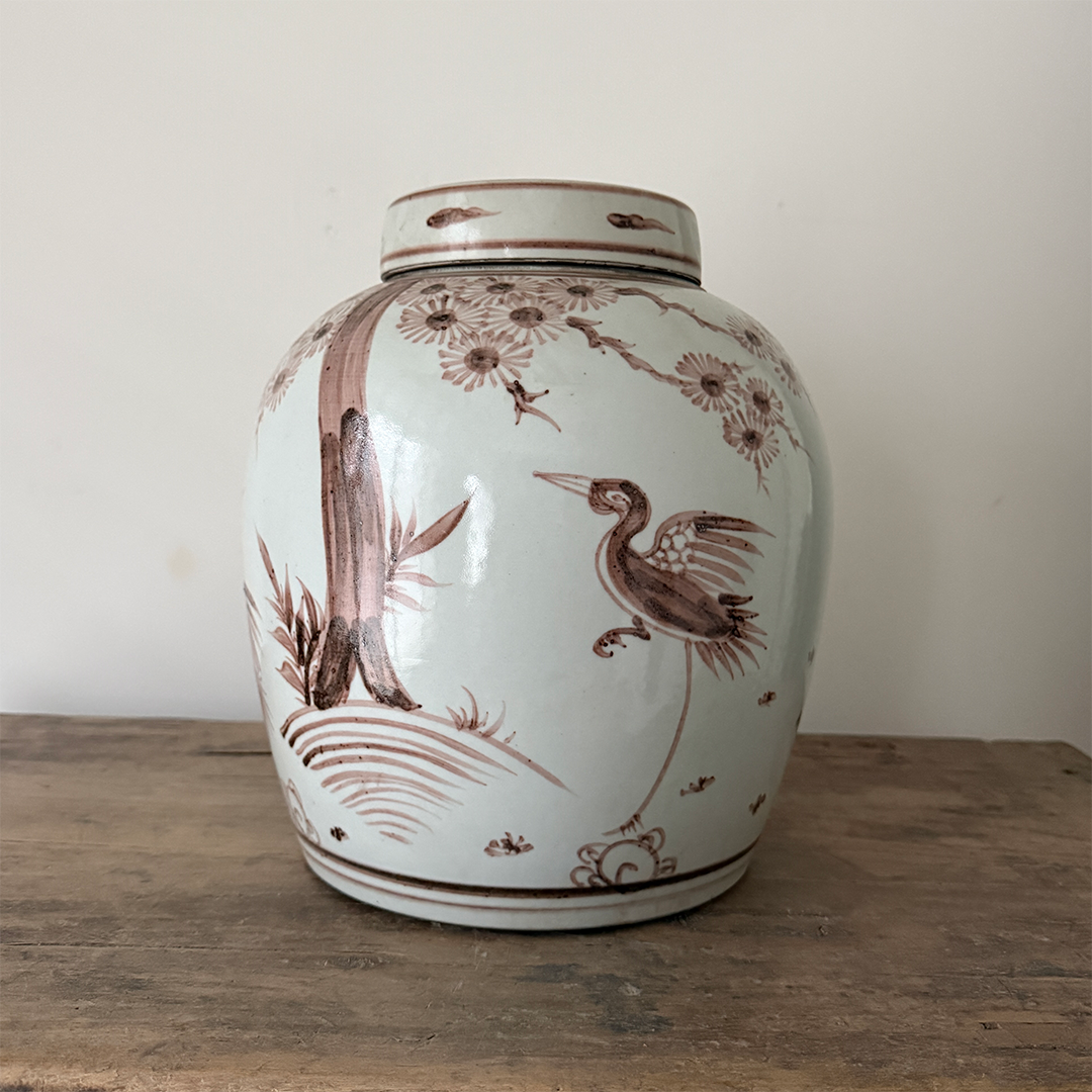 Antique Chinese ginger jar with lid