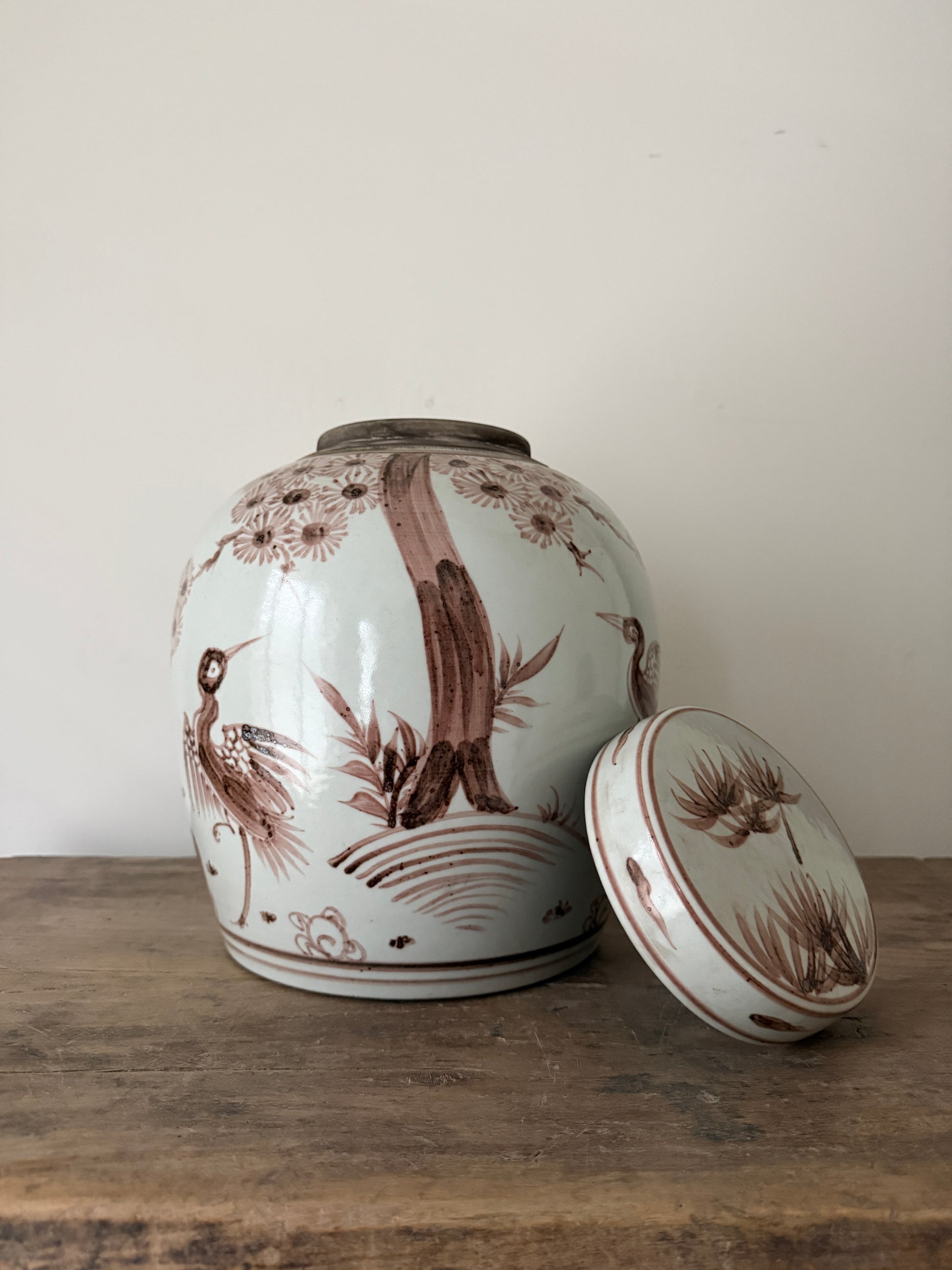 Handgemaakte gemberpot met oosters motief, keramiek, uniek woonaccessoire landelijk interieur