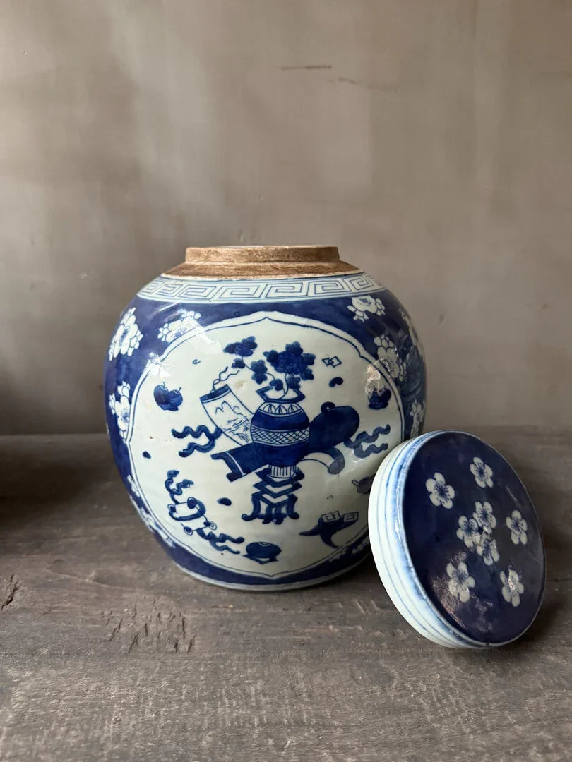 Antieke Chinese gember pot met deksel - My Sober Home