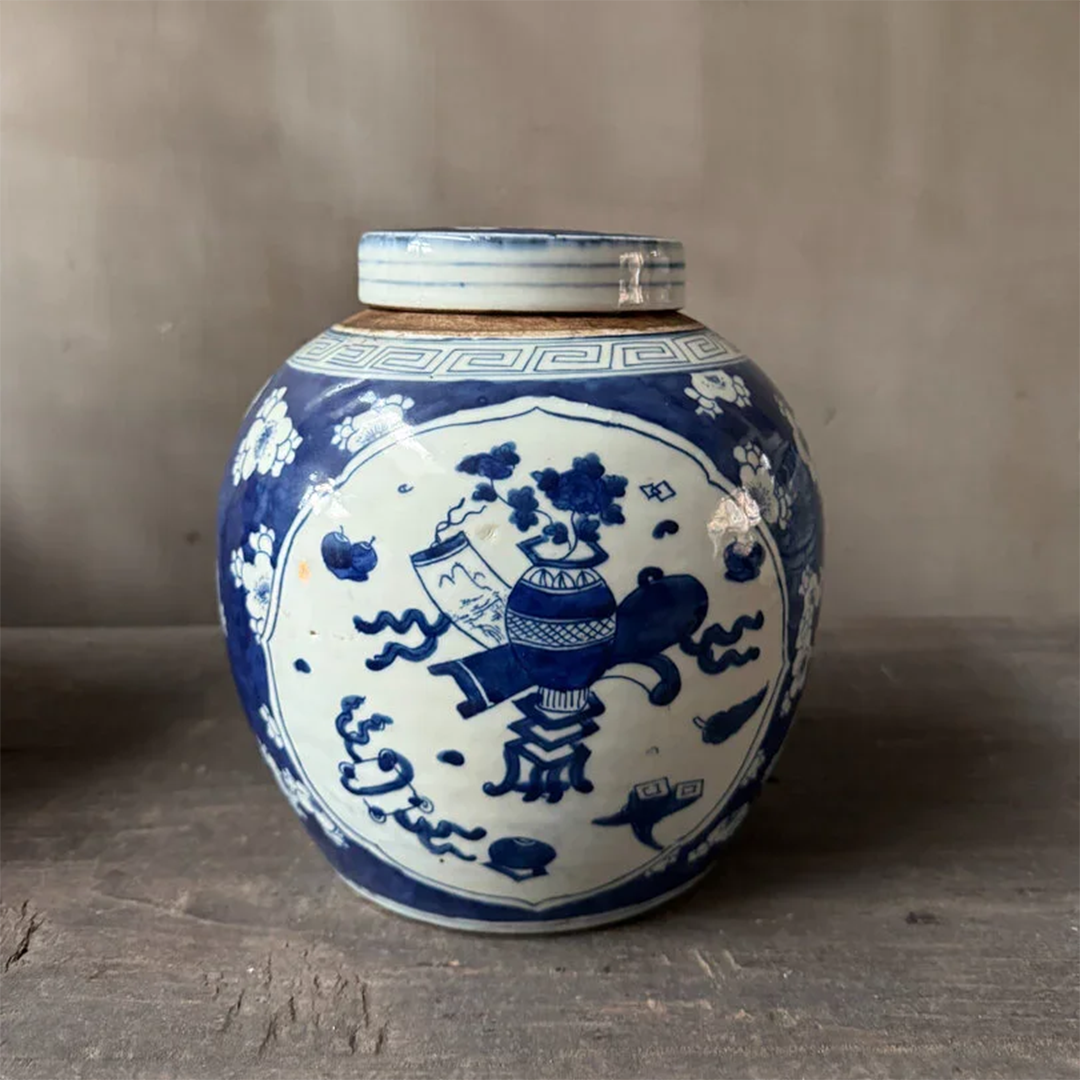 Antiker chinesischer Ingwertopf mit Deckel