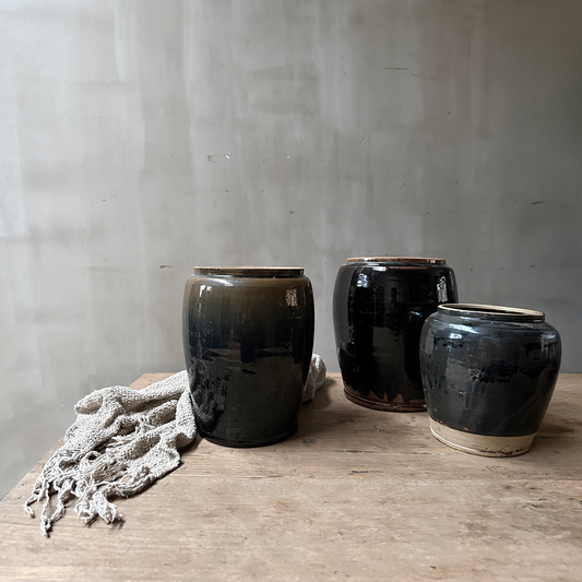 Gember pot zwart glazuur