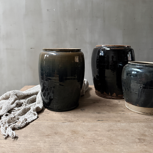 Gember pot zwart glazuur