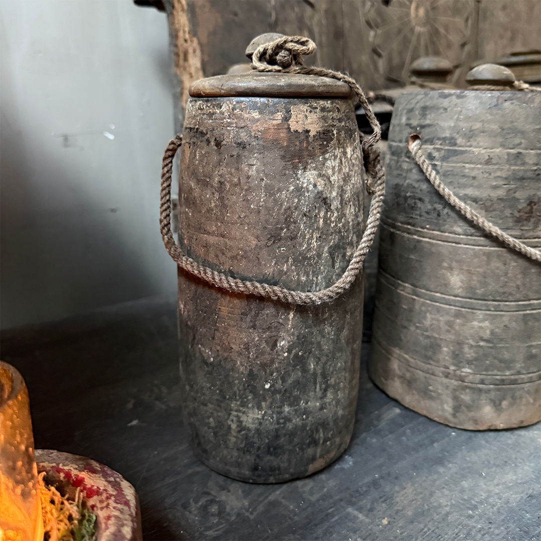 Old Nepalese jar with lid