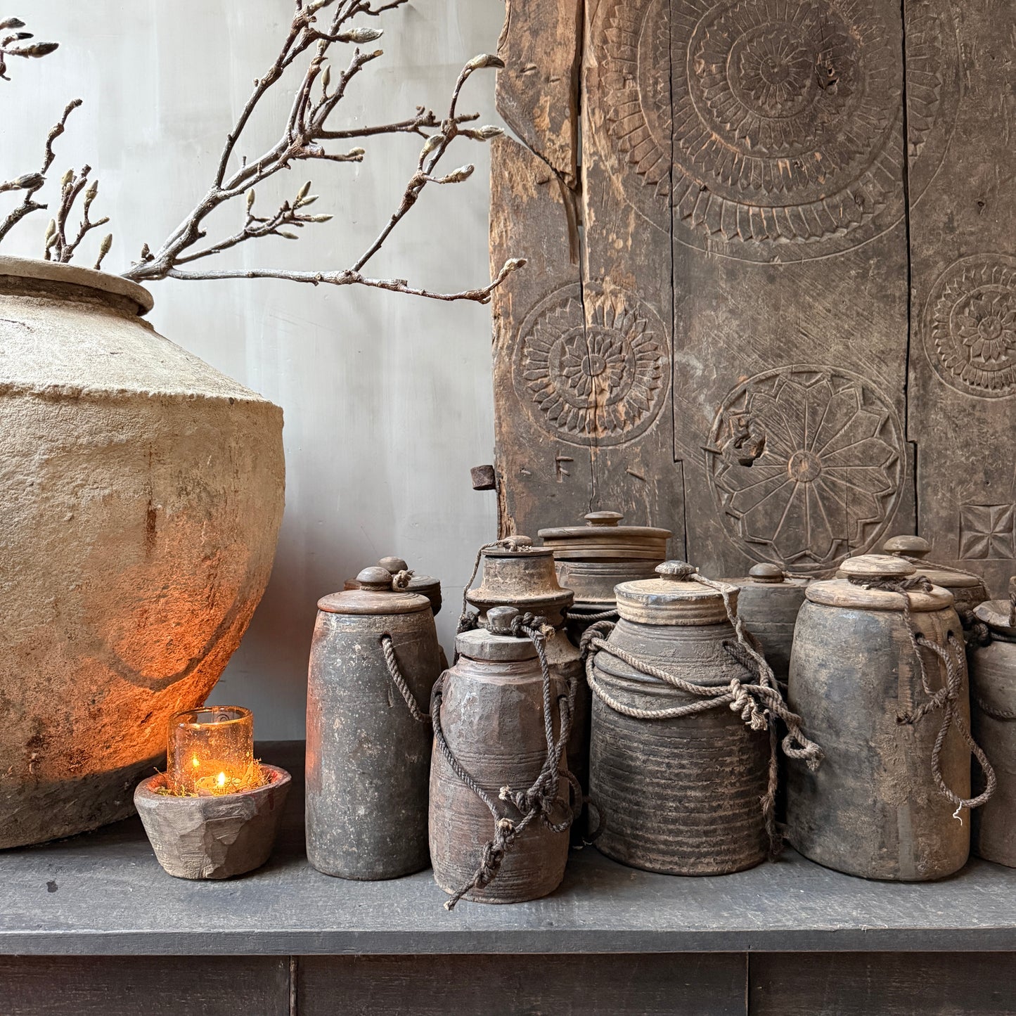 Old Nepalese jar with lid