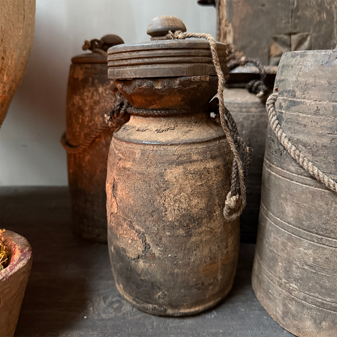 Old Nepalese jar with lid