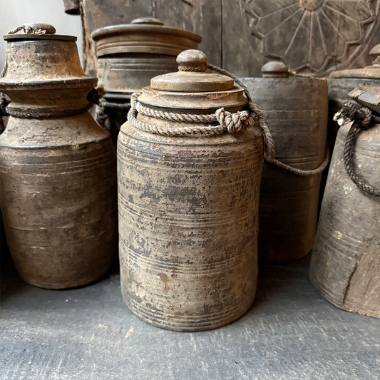 Old Nepalese jar with lid