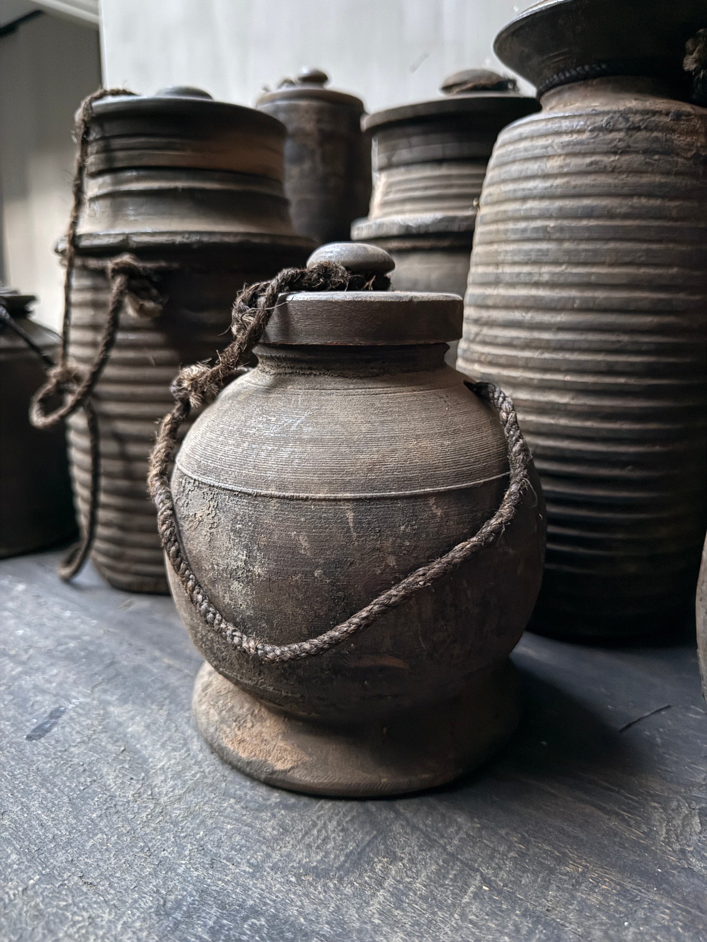 Houten kruikje met deksel