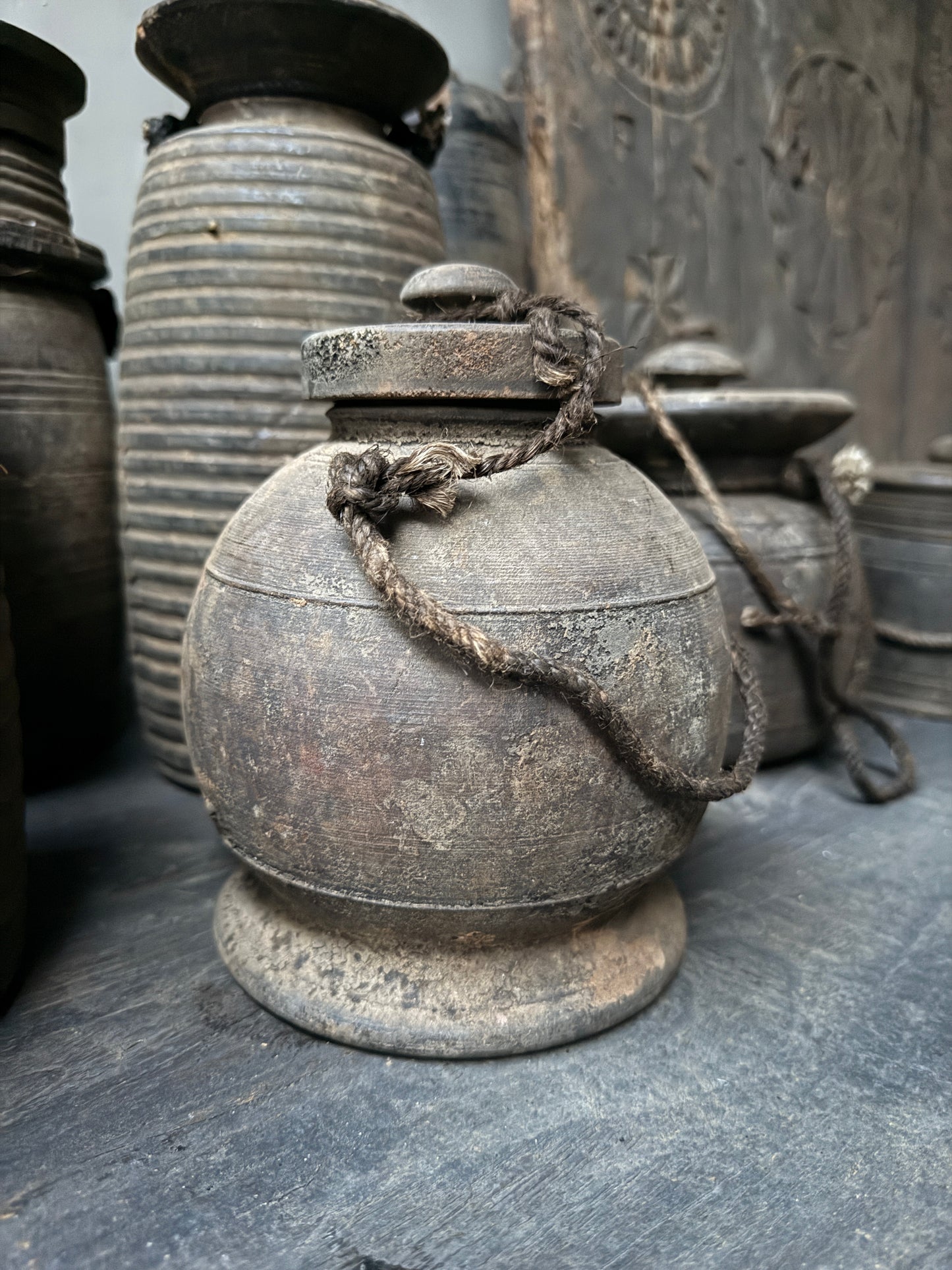 Houten kruikje met deksel