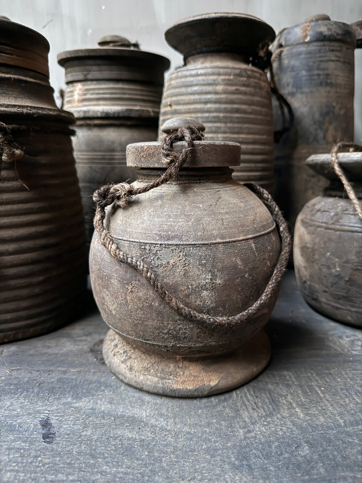 Houten kruikje met deksel