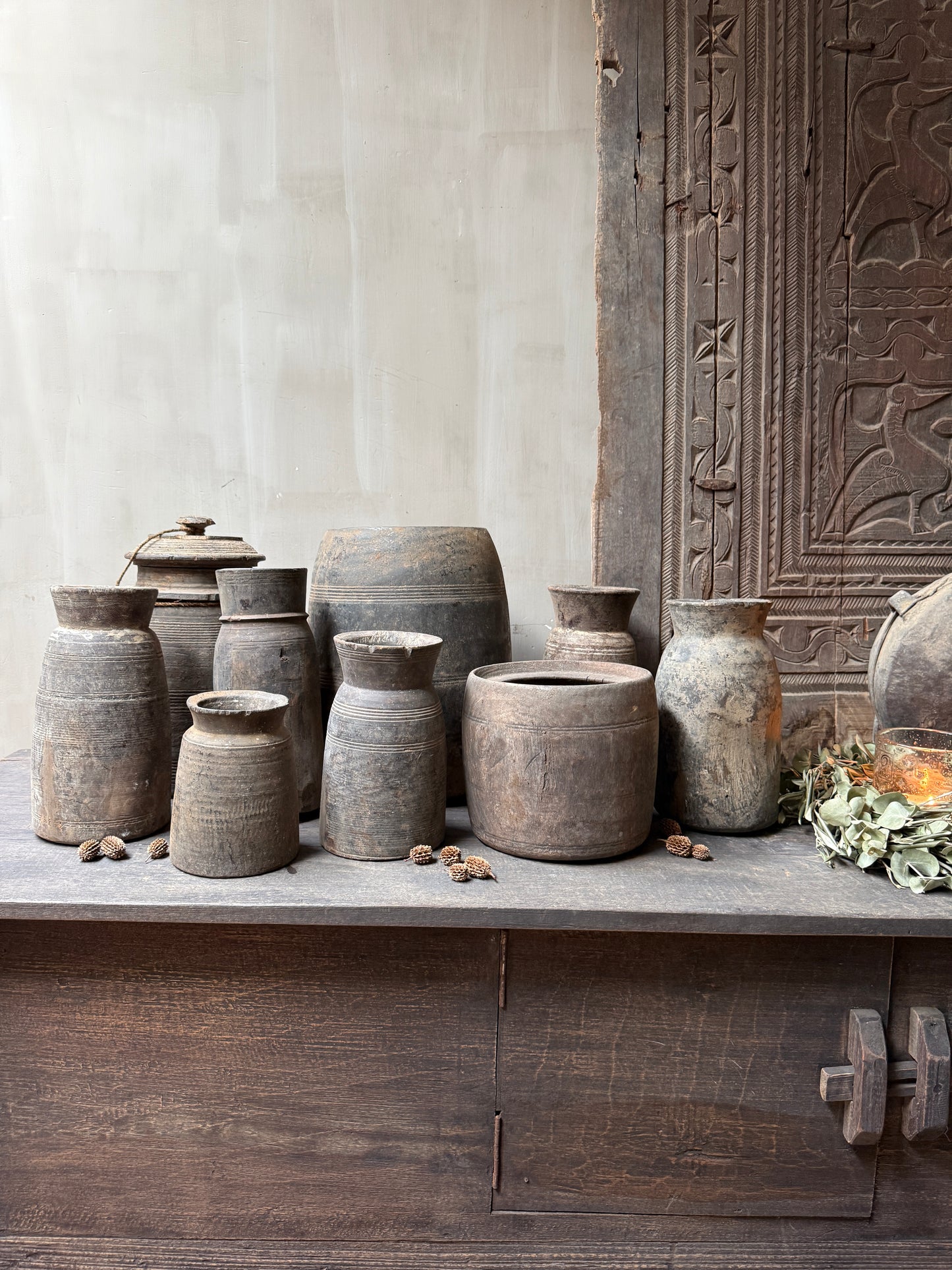 Oude houten pot