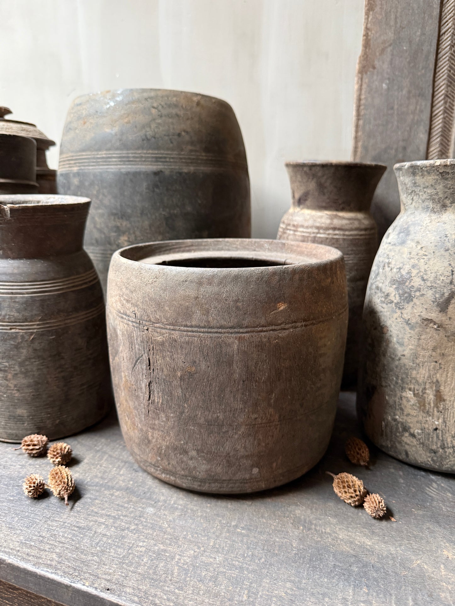 Oude houten pot