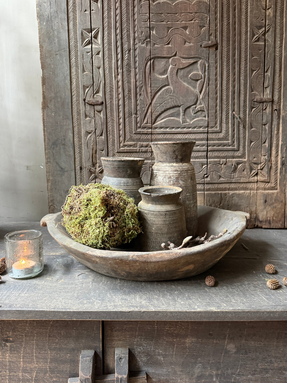 Wooden oval bowl