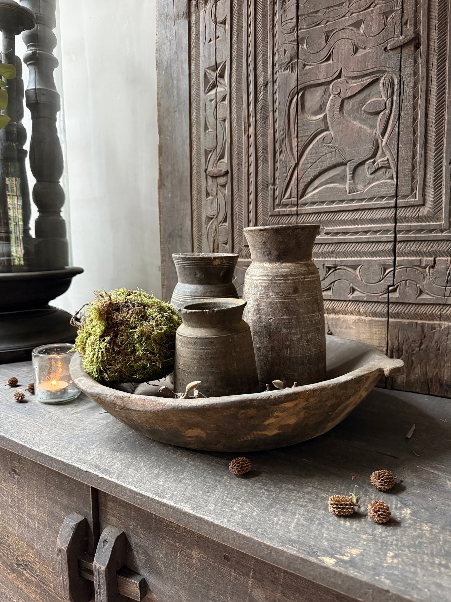 Wooden oval bowl