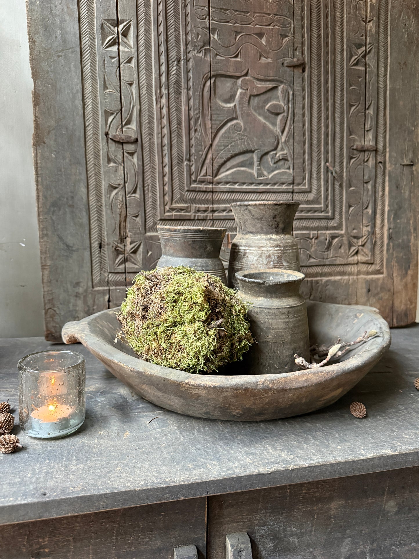 Wooden oval bowl
