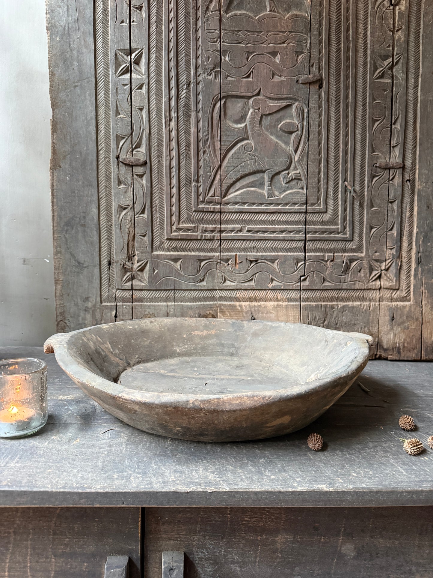 Wooden oval bowl