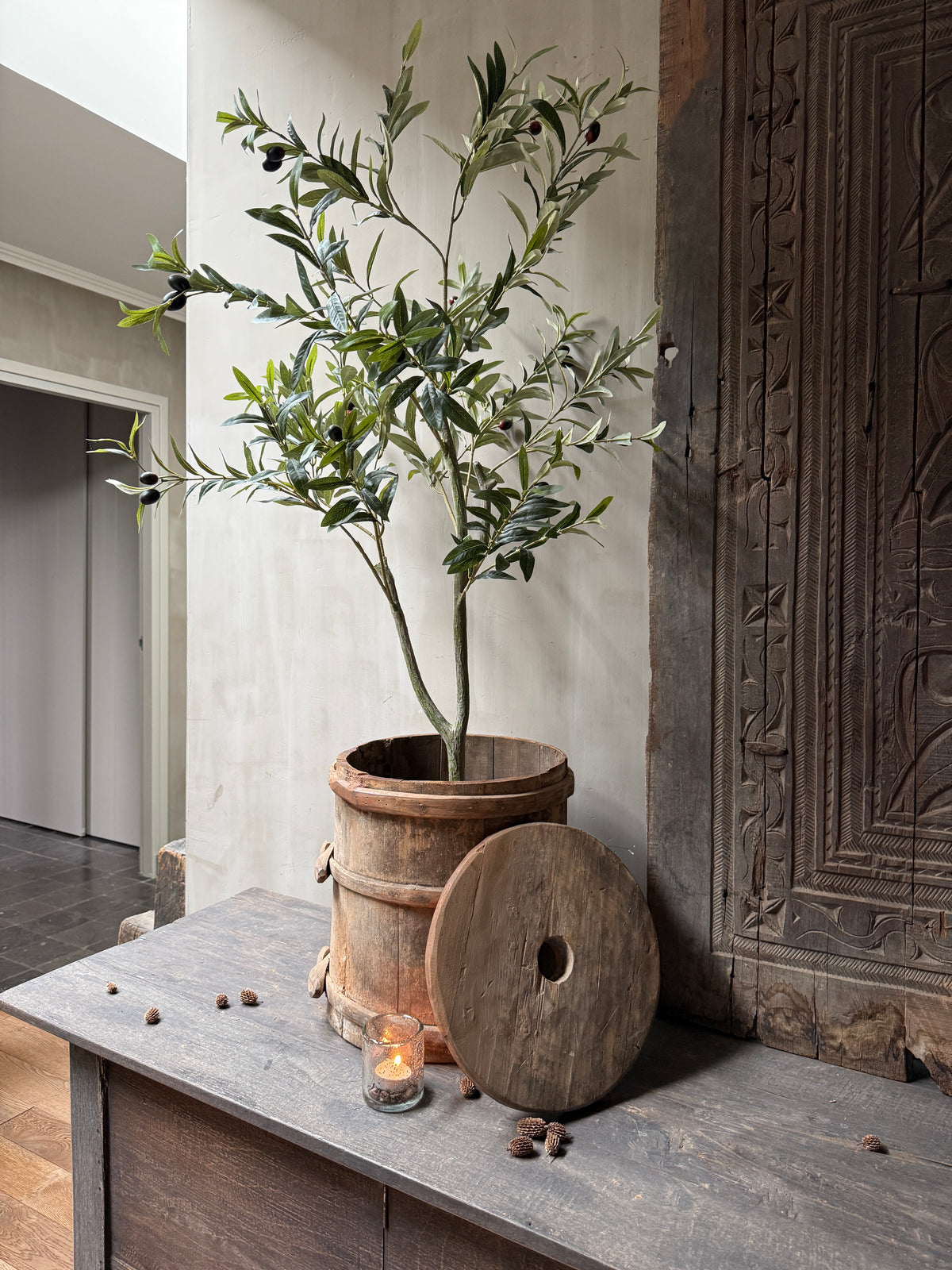 Authentieke oude houten karnton / boterkarn 4