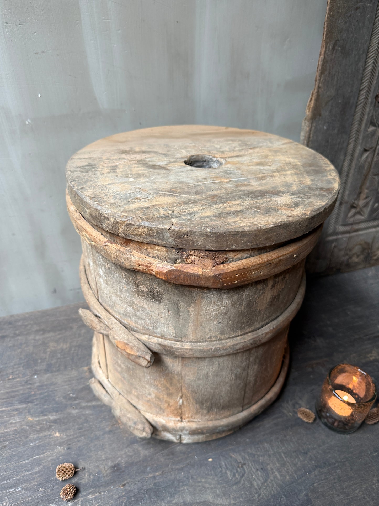 Authentieke oude houten karnton / boterkarn 4