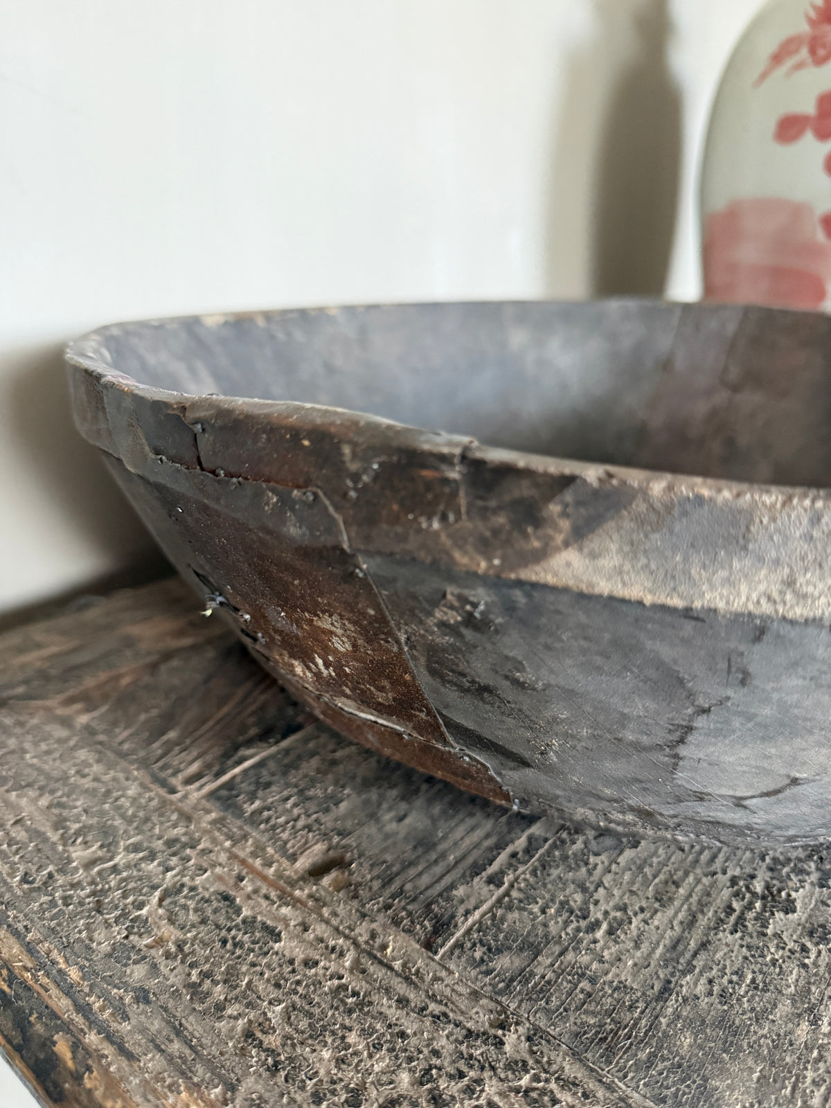 Oude houten stapel schaal