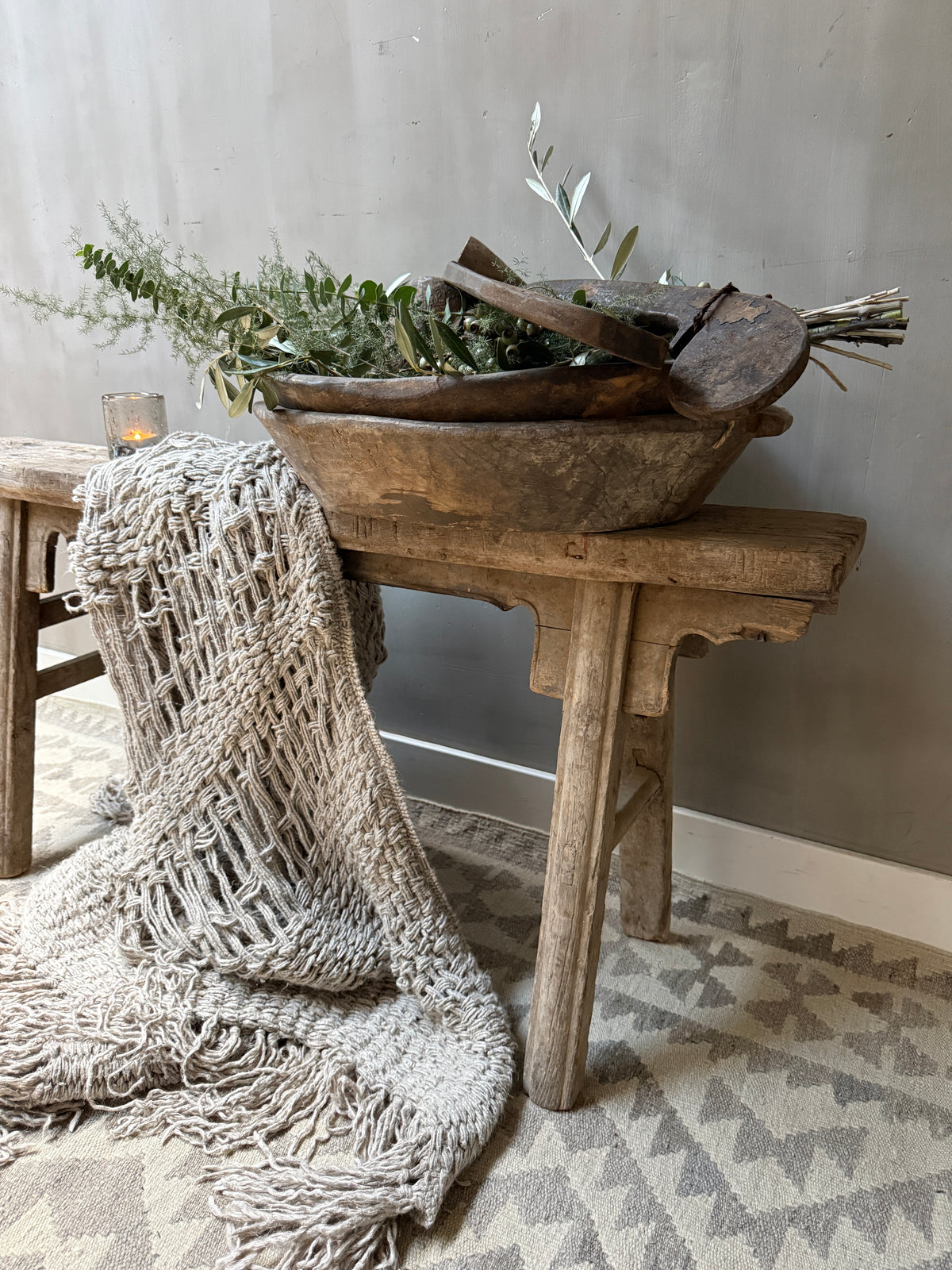 Old Chinese wooden bench