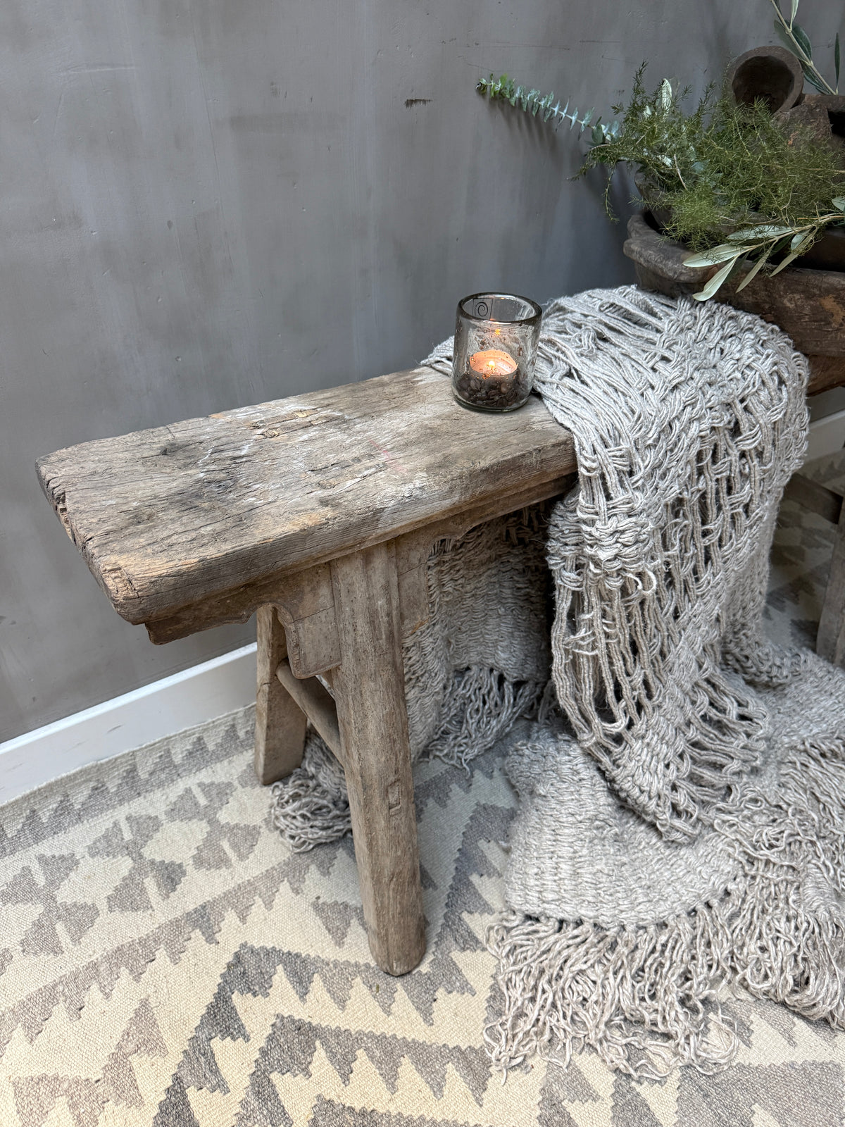 Old Chinese wooden bench