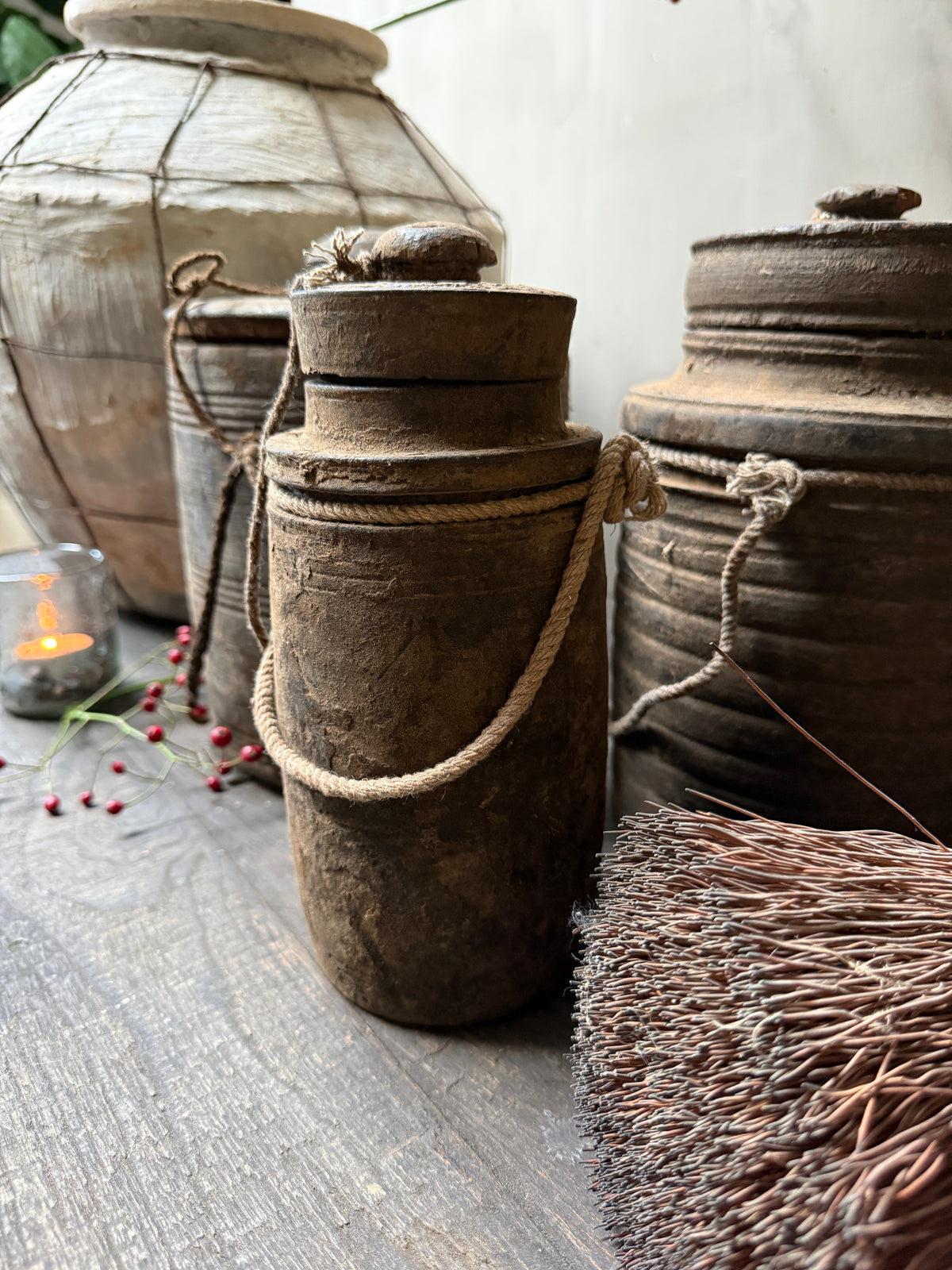 Wooden jug with lid