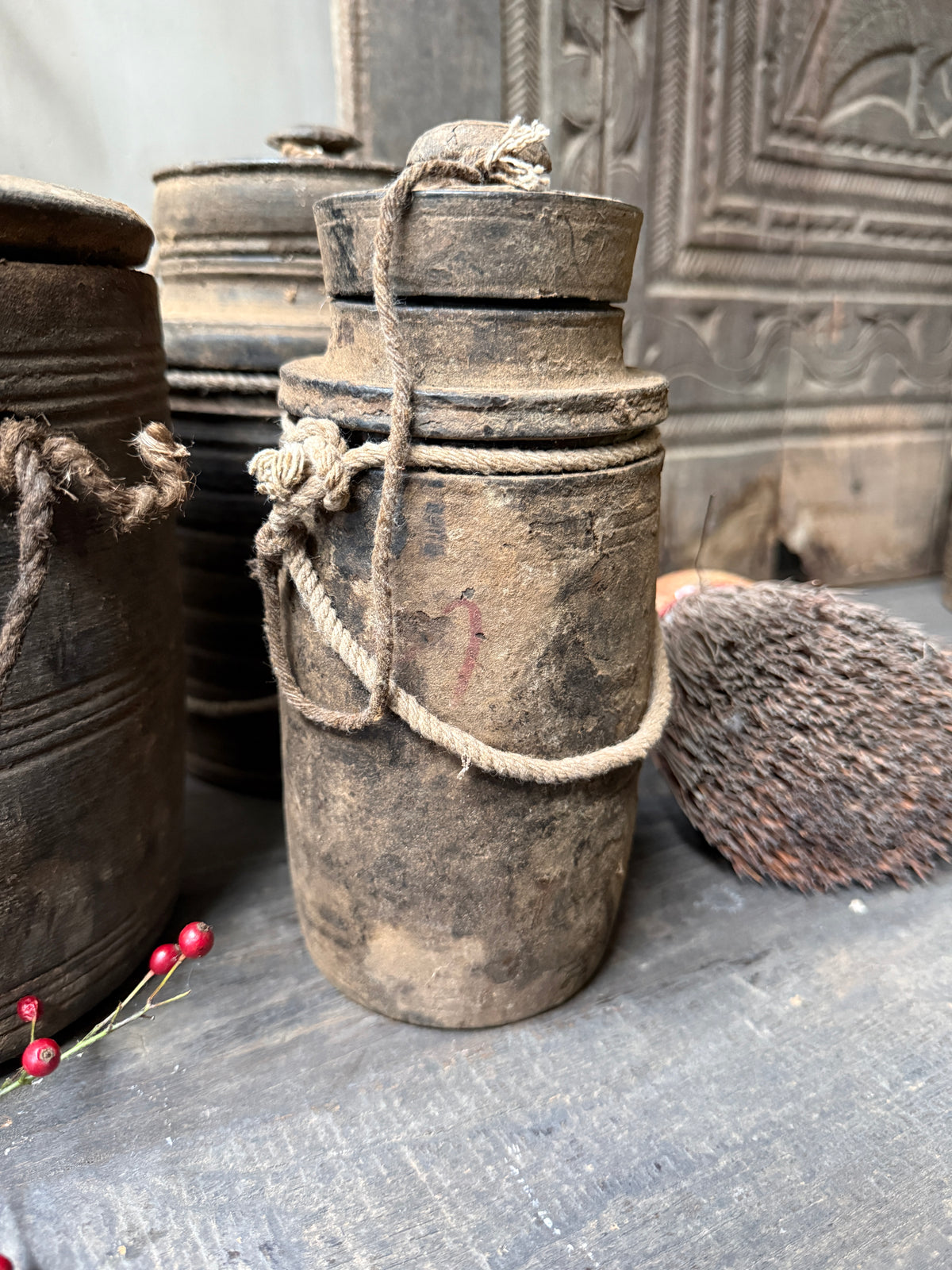 Wooden jug with lid
