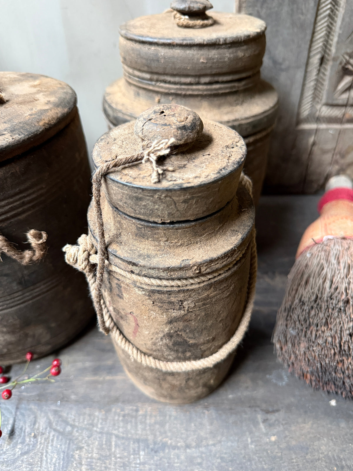 Wooden jug with lid